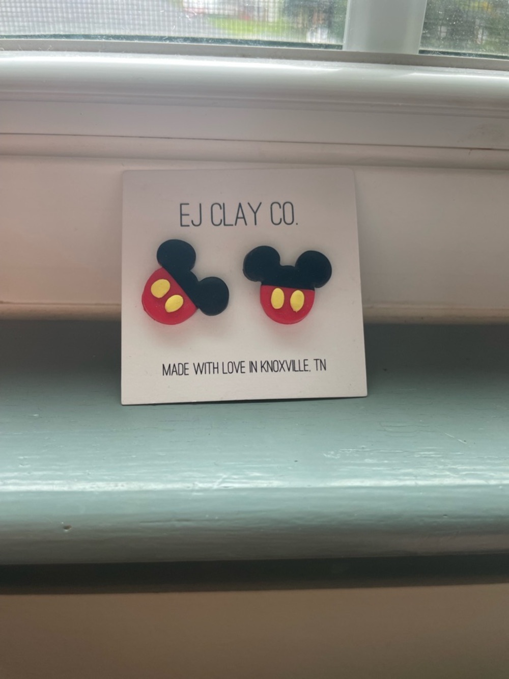 EJ Clay Co. Black & Red Mouse Ear Stud Earrings